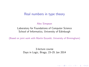 Real numbers in type theory - Informatics Homepages Server