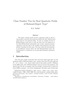 Class Number Two for Real Quadratic Fields of Richaud