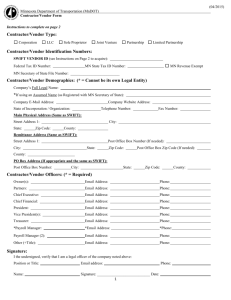 Contractor/Vendor Type: Contractor/Vendor Identification Numbers