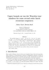 Upper bounds on van der Waerden type numbers for some second
