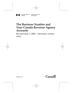 The Business Number and Your Canada Revenue Agency Accounts