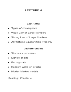 LECTURE 4 Last time: • Types of convergence • Weak Law of Large