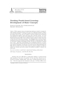 Teaching Puzzle-based Learning: Development of Basic Concepts