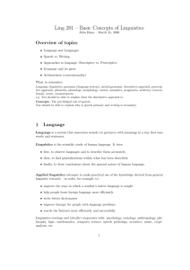 Ling 201 – Basic Concepts of Linguistics