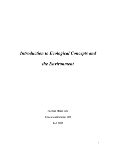 Introduction to Ecological Concepts and the Environment