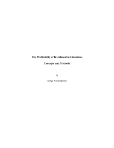 The Profitability of Investment in Education: Concepts and Methods