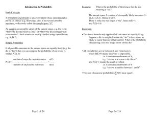 Page 1 of 24 Introduction to Probability Basic Concepts A probability