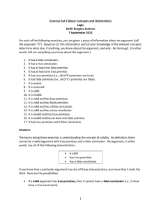 1 Exercise Set 2 (Basic Concepts and Distinctions) Logic Keith