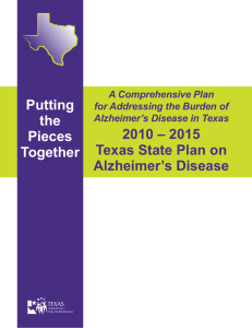 2010-2015 Texas State Plan on Alzheimer`s Disease