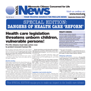 SPECIAL EDITION: DANGERS OF HEALTH CARE `REFORM`