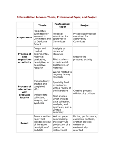 Differentiation between Thesis, Professional Paper, and Project