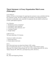 Thesis Statement & Essay Organization Mini