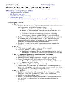 Constitutional Law I Kendall Exam Questions Chapter 1: Supreme