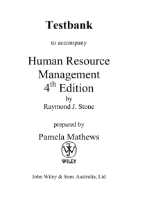 Chapter 1 : Strategic Human Resource Management