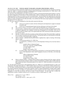 15A NCAC 12C .0315 NOTICES: RIGHT TO HEARING: HEARING