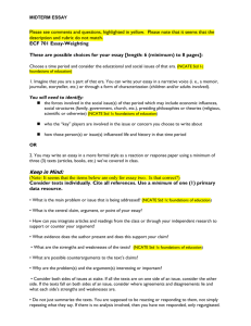 These are possible choices for your essay [length: 6(minimum) to 8