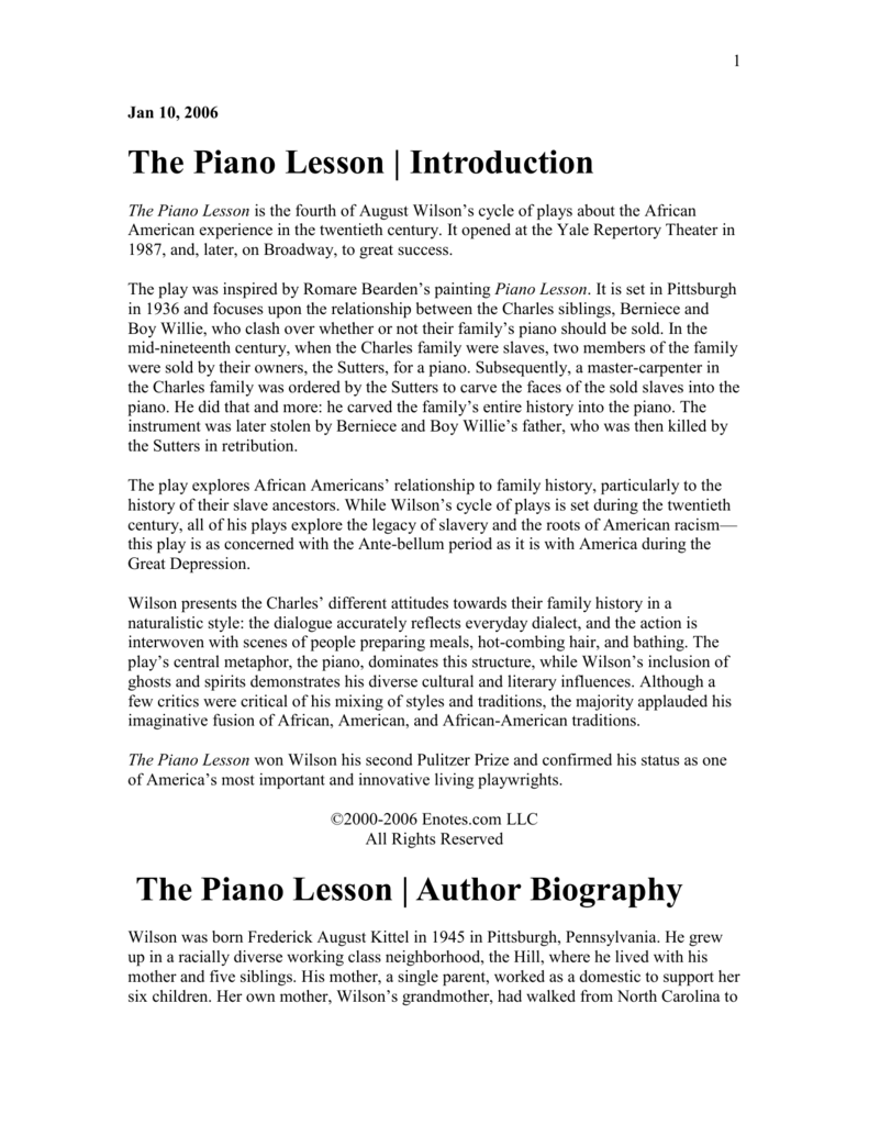 the piano lesson analysis