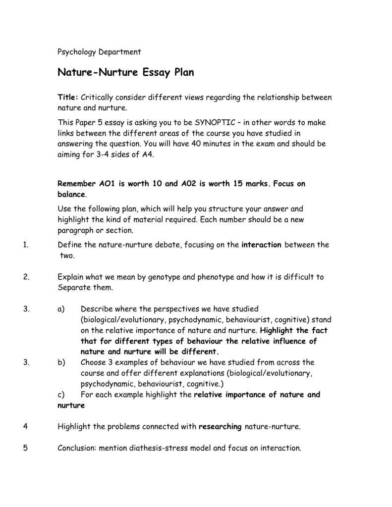 nature and nurture essay