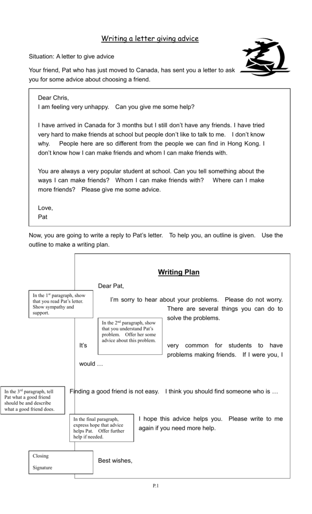 Writing A Letter Giving Advice