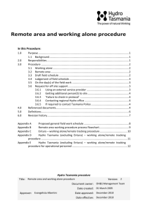 Remote area and working alone procedure