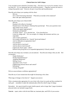 Clinical Interview Self Critque