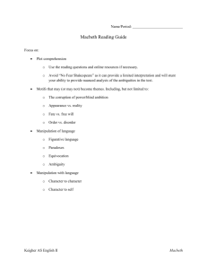 Name/Period: Macbeth Reading Guide Focus on: Plot