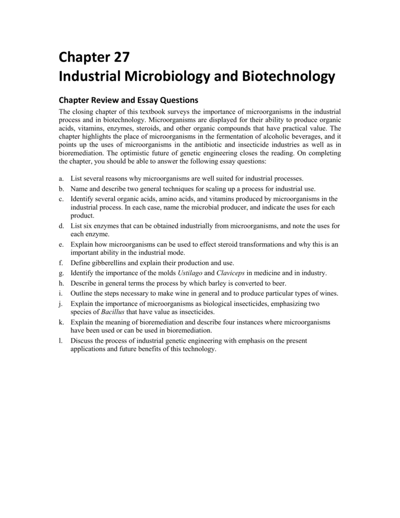 Chapter 27 Industrial Microbiology and Biotechnology