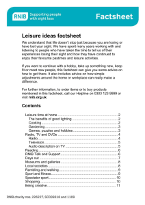 Leisure ideas factsheet