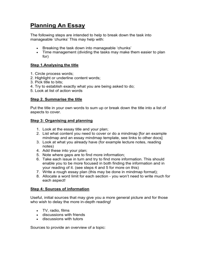 action plan essay example