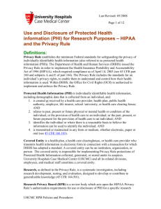 HIPAA Use of PHI in Research