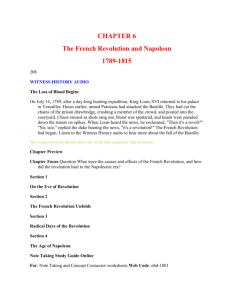 CHAPTER 6 The French Revolution and Napoleon 1789