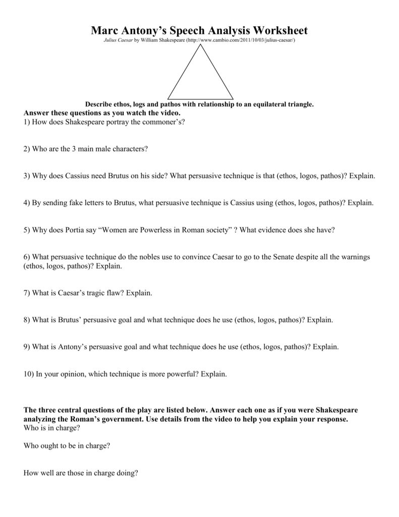 2: Speech Analysis Worksheet