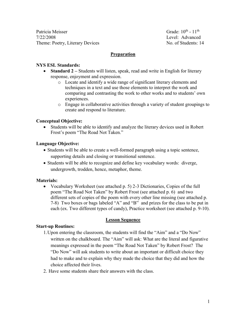 frost road not taken analysis