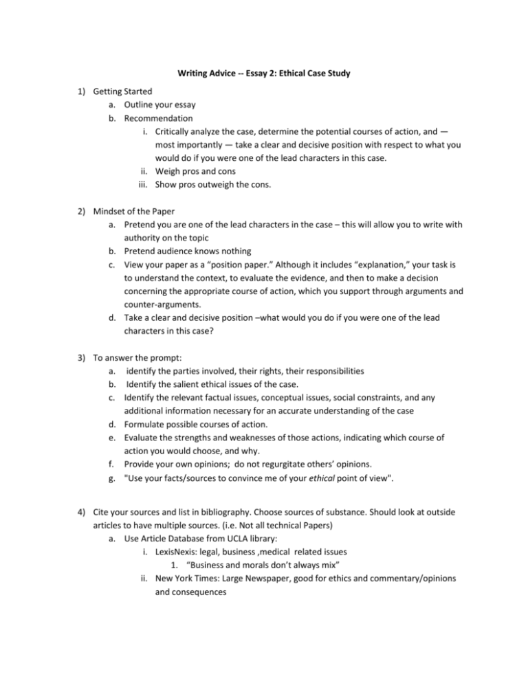 Example Writing Assignment 3 Ethical Case Study