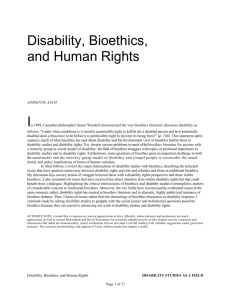 Disability, Bioethics, and Human Rights