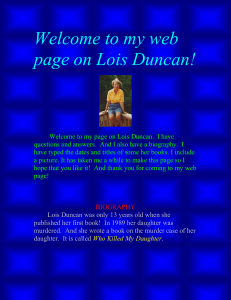 Welcome to my web page on Lois Duncan
