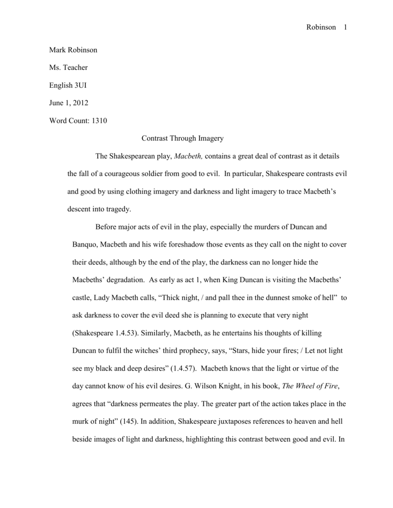 Реферат: Imagery In Macbeth Essay Research Paper William