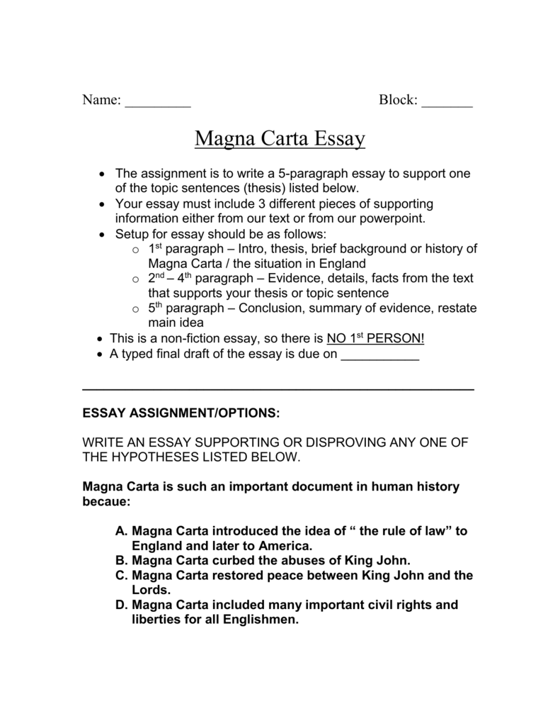 Magna carta essay