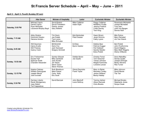 Ministry Schedule - St. Francis of Assisi Catholic Church