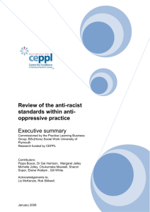 Review of the anti-racist standards within anti-oppressive