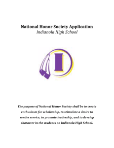 National Honor Society Application Indianola High School The