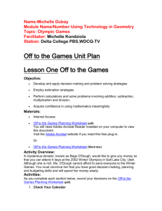 Off to the Games Unit Plan