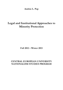 Legal and Institutional Approaches to Minority Protection