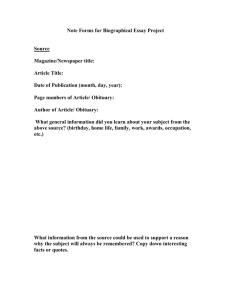 Note Forms for Biographical Essay Project