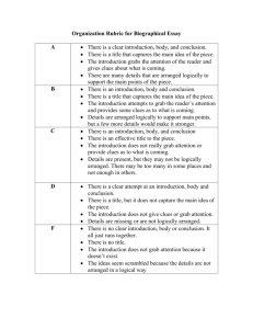 Organization Rubric for Biographical Essay