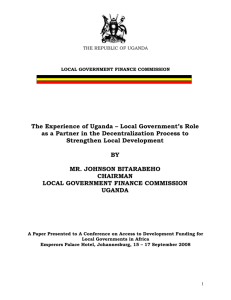 The Experience of Uganda – Local Government`s Role as a Partner