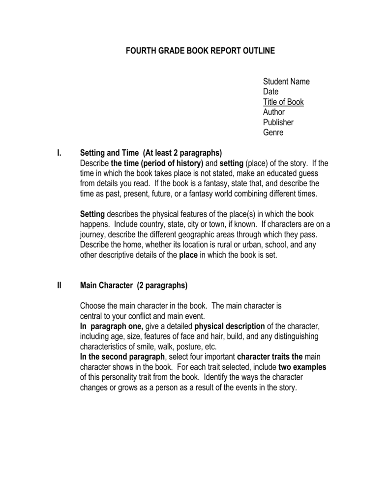 fourth-grade-book-report-outline