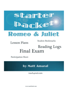 Romeo and Juliet Starter Packet.