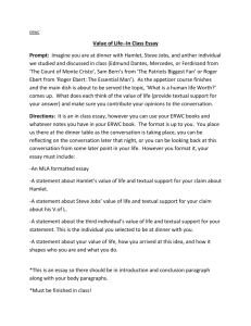 Value of Life-In Class Essay