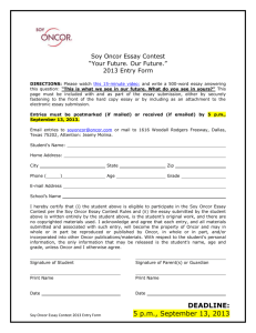 Soy Oncor Essay Contest “Your Future. Our Future.” 2013 Entry